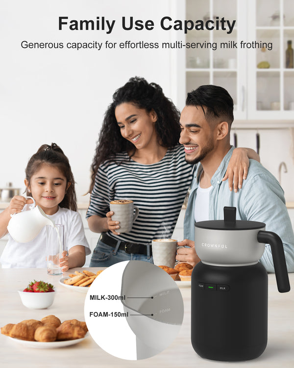 CROWNFUL Milk Frother and Steamer (Black)