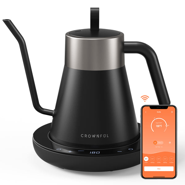 CROWNFUL Smart Electric Gooseneck Kettle, 0.8L Capacity, Matte Black