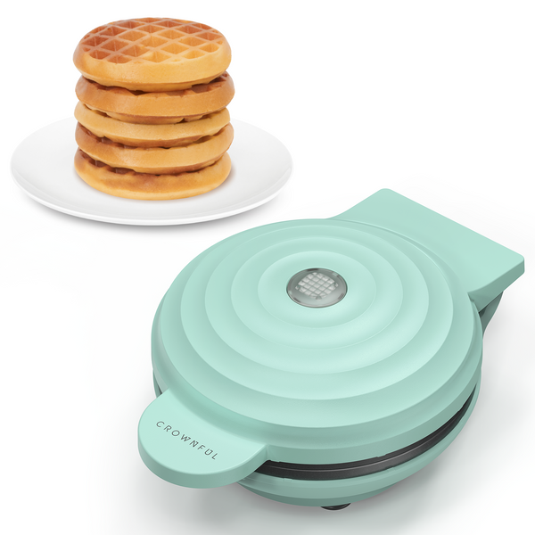 CROWNFUL 4 Inches Mini Waffle Maker, Green