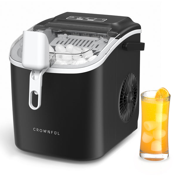 CROWNFUL Portable Ice Maker Countertop with Handle (Black)
