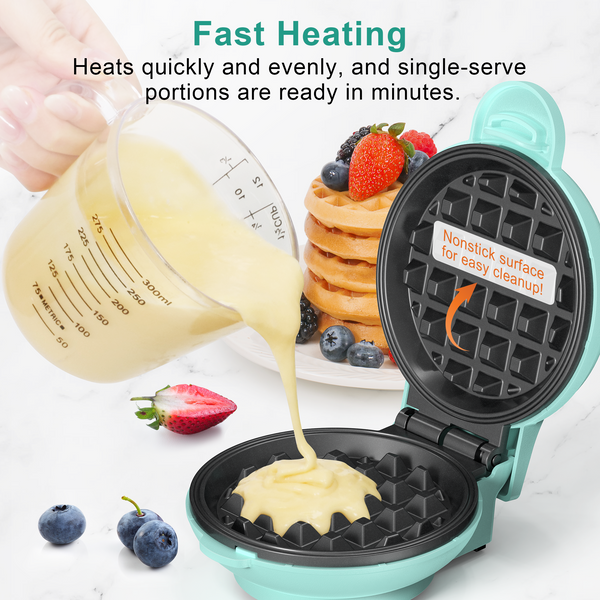 CROWNFUL 4 Inches Mini Waffle Maker, Green