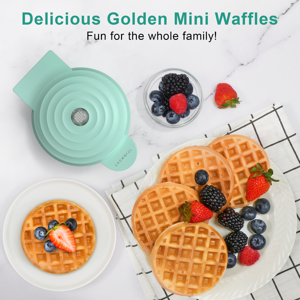 CROWNFUL 4 Inches Mini Waffle Maker, Green