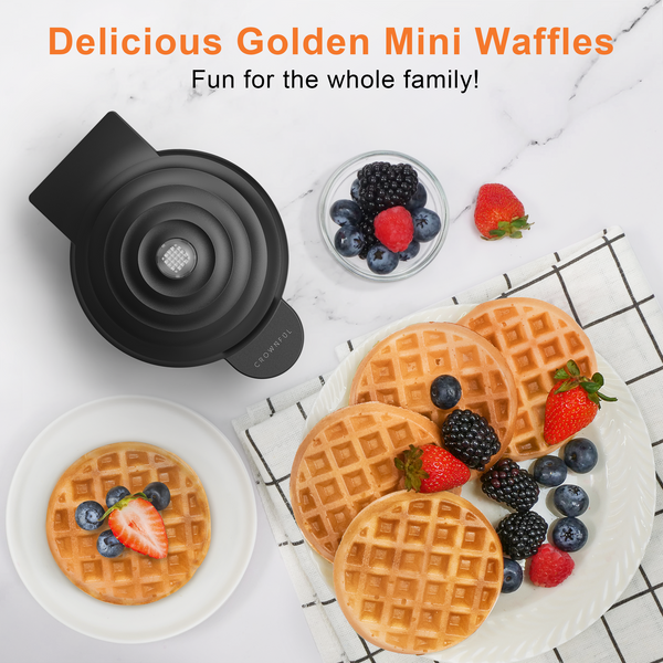 CROWNFUL 4 Inches Mini Waffle Maker, Black