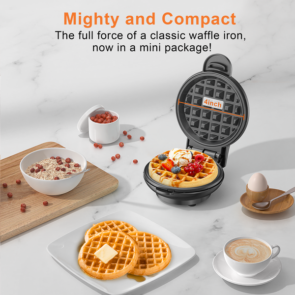 CROWNFUL 4 Inches Mini Waffle Maker, Black