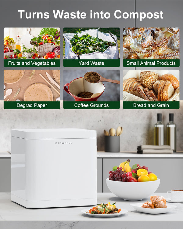 CROWNFUL Smart Kitchen Waste Composter with 3.3L Capacity