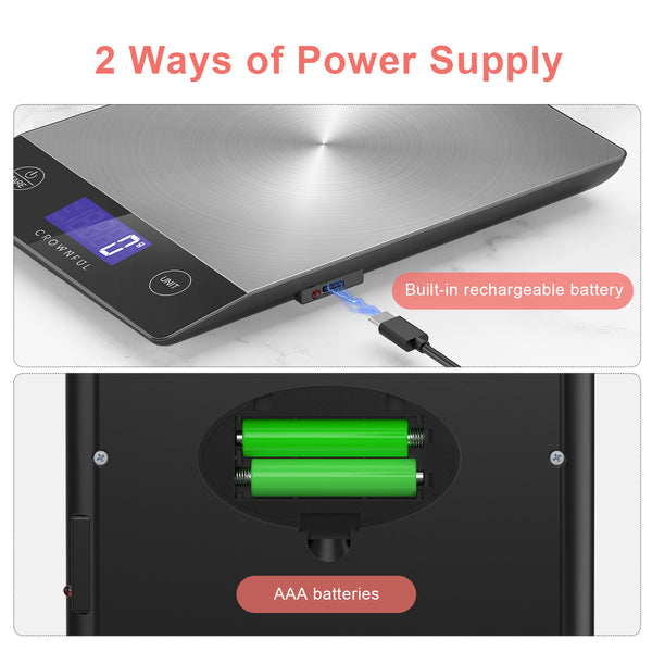 kitchen scale battery vs rechargeable comparison
