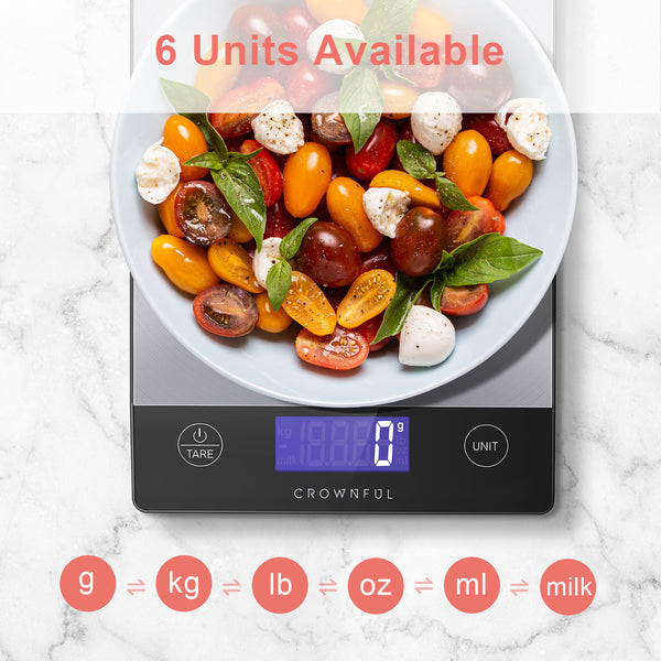 CROWNFUL Rechargeable Food Kitchen Scale, Weight Grams and Ounces for Baking and Cooking