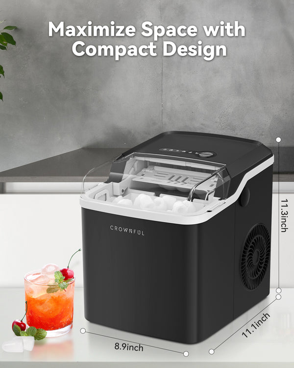 CROWNFUL Portable Ice Makers Countertop (Black)