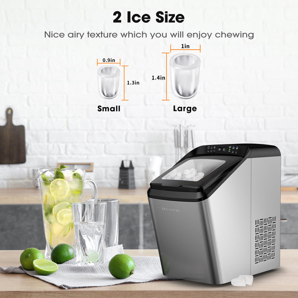 CROWNFUL Nugget Ice Maker Countertop 26lbs/24H, Self-Cleaning, w/ Scoop &  Basket