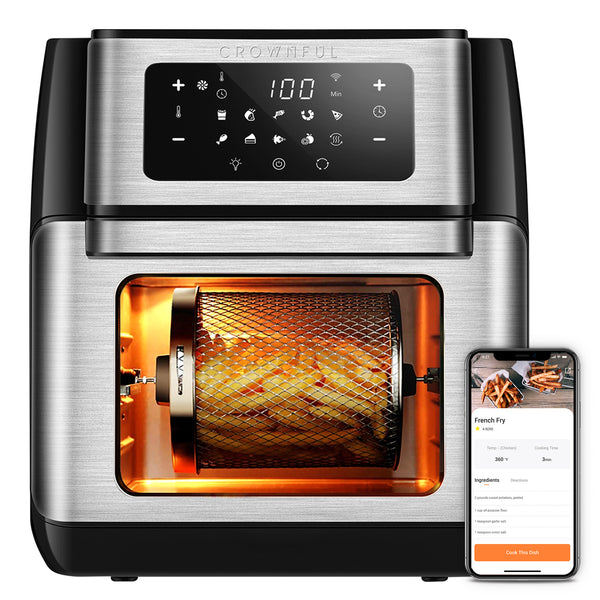 CROWNFUL 10.6 Quart Smart Air Fryer Oven with Free App for iOS & Android