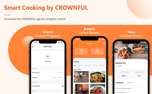 CROWNFUL 10.6 Quart Smart Air Fryer Oven with Free App for iOS & Andro –  Crownful
